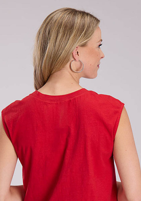 Roper Womens Drop Shoulder Top Red 100% Cotton S/L Tunic