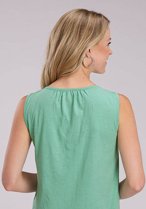Roper Womens Scoop Neck Floral Seafoam Green 100% Cotton S/L Tunic