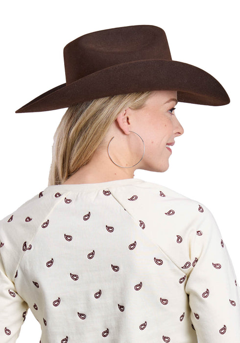 Roper Womens Ditzy Raspberry Paisley Cream 100% Cotton Sweatshirt