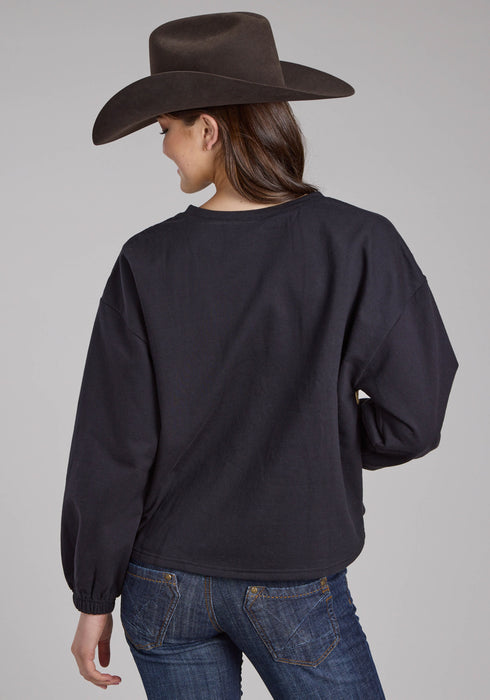 Roper Womens Running Horses Black 100% Cotton Sweatshirt