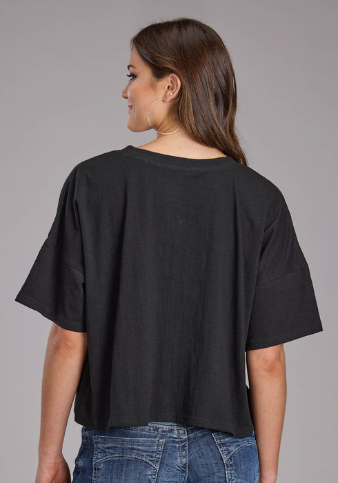 Roper Womens Wild Mustang Black 100% Cotton S/S T-Shirt