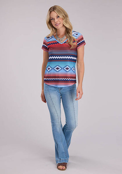 Roper Womens Southwestern Sublimation Multi-Color Poly/Spandex S/S Tunic