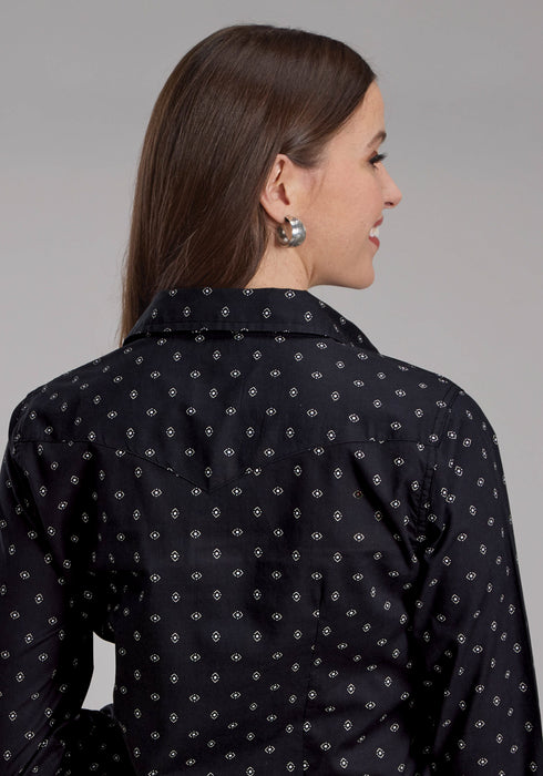 Roper Womens 2180 Broken Diamonds Black 100% Cotton L/S Shirt