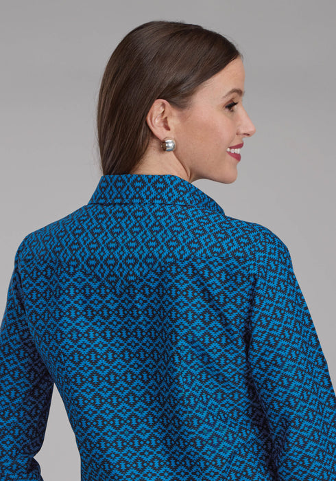 Roper Womens 2181 Aztec Tile Blue 100% Cotton L/S Shirt