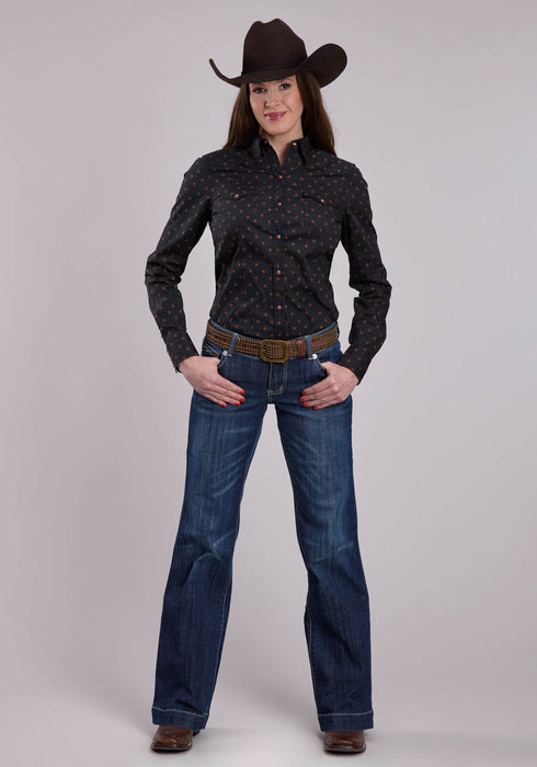 Roper Womens Aztec Foulard Black 100% Cotton L/S Shirt