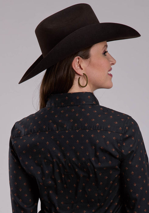 Roper Womens Aztec Foulard Black 100% Cotton L/S Shirt