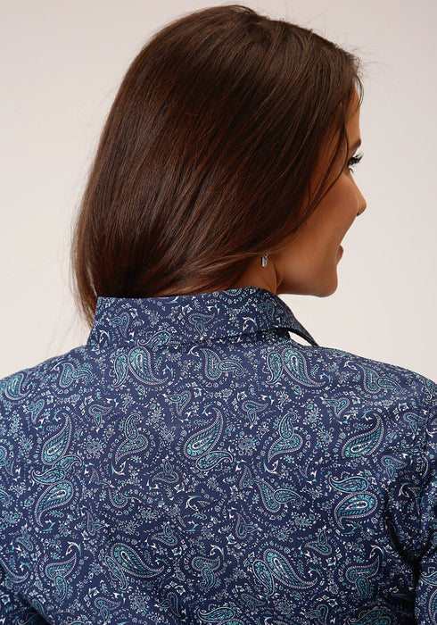 Roper Womens Vintage Paisley Blue 100% Cotton L/S Shirt