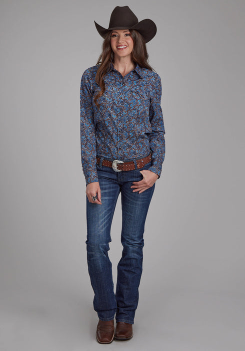 Roper Womens 2172 River Paisley Brown 100% Cotton L/S Shirt