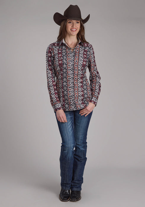 Roper Womens 2178 Winter Aztec Black 100% Cotton L/S Shirt