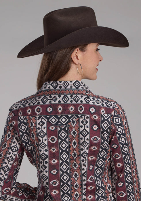 Roper Womens 2178 Winter Aztec Black 100% Cotton L/S Shirt