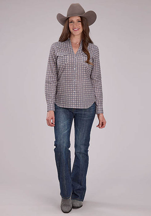 Roper Womens 2501 Medallion Foulard Grey 100% Cotton L/S Shirt