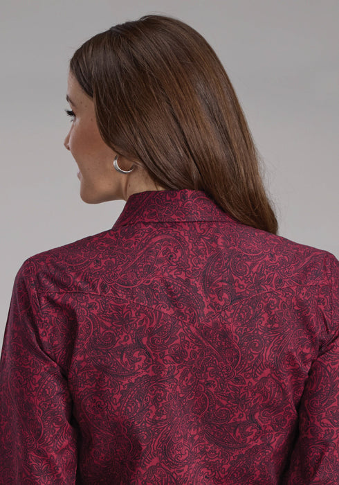 Roper Womens 2241 Paisley Burgundy 100% Cotton Btn L/S Shirt