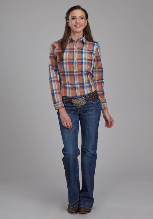 Roper Womens Falling Leaves Plaid Multi-Color 100% Cotton Btn L/S Shirt
