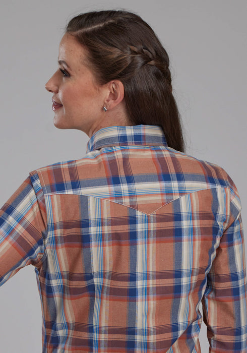 Roper Womens Falling Leaves Plaid Multi-Color 100% Cotton Btn L/S Shirt