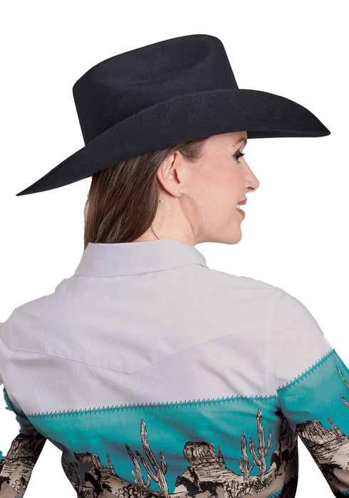 Roper Womens 2625 Scenic Border Black 100% Cotton L/S Shirt