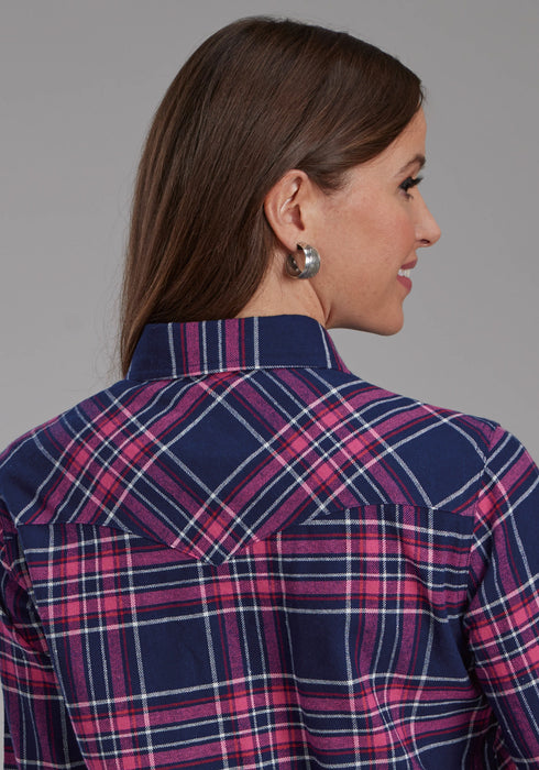 Roper Womens 2206 Unlined Flannel Blue 100% Cotton L/S Shirt