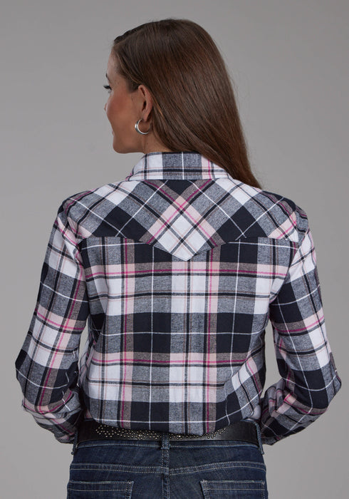 Roper Womens 2206 Unlined Flannel Black 100% Cotton L/S Shirt