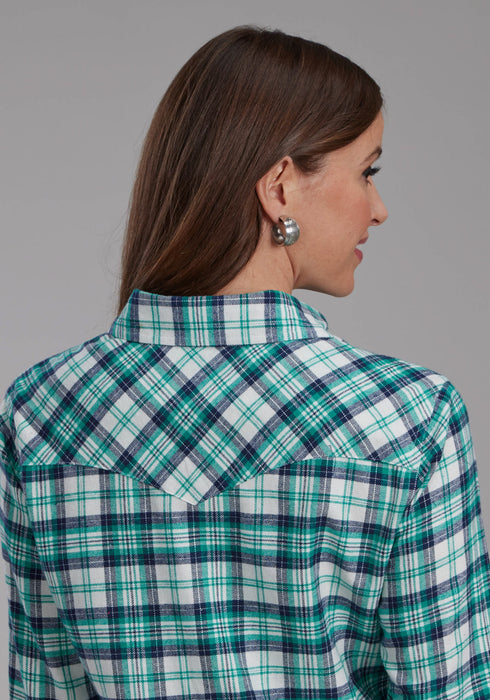 Roper Womens 2206 Unlined Flannel Green 100% Cotton L/S Shirt