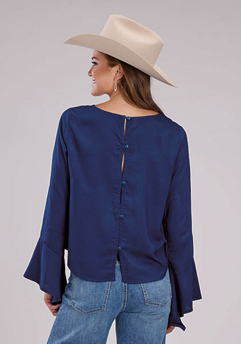 Roper Womens Barbwire Heart Blue 100% Rayon L/S Tunic
