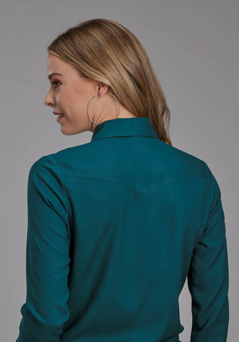 Roper Womens Paisley Yoke Teal 100% Rayon L/S Shirt