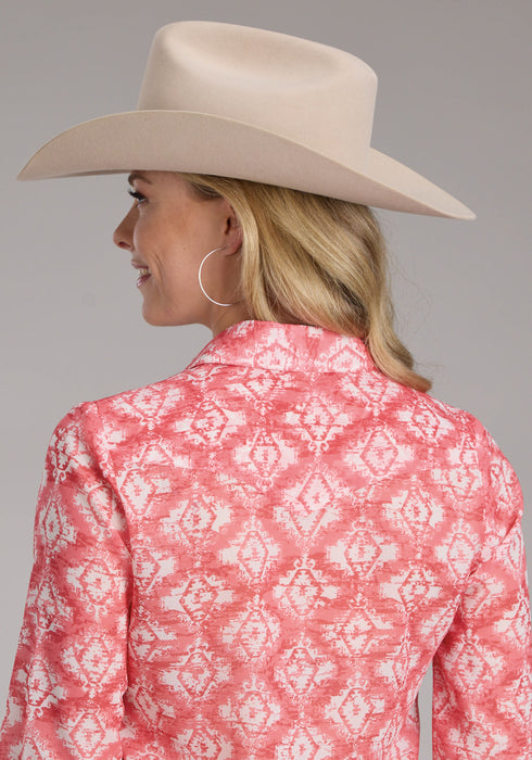 Roper Womens 2423 Ikat Aztec Pink 100% Polyester L/S Blouse