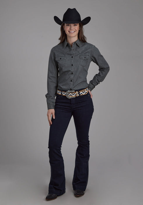 Roper Womens Classic Western Black 100% Cotton L/S Blouse
