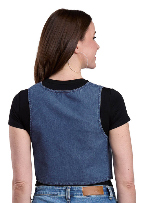 Roper Womens V-Neck Mini Dark Denim 100% Cotton Cotton Vest
