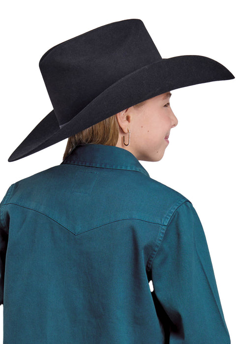 Roper Kids Girls 2631 Pigment Dyed Teal 100% Cotton L/S Shirt