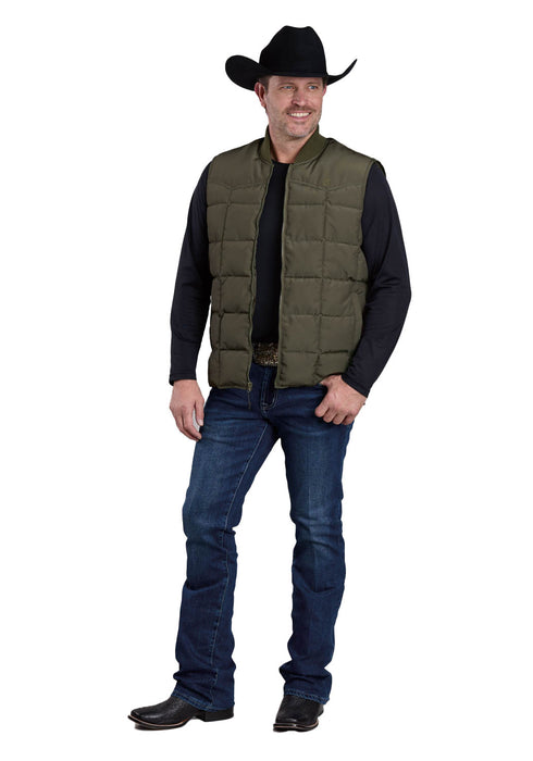 Roper Mens Performance Canvas Quilted Olive 100% Polyester Softshell Vest