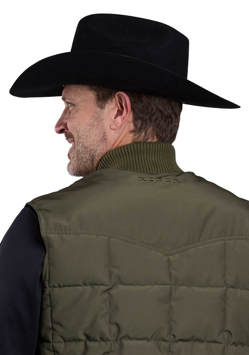 Roper Mens Performance Canvas Quilted Olive 100% Polyester Softshell Vest