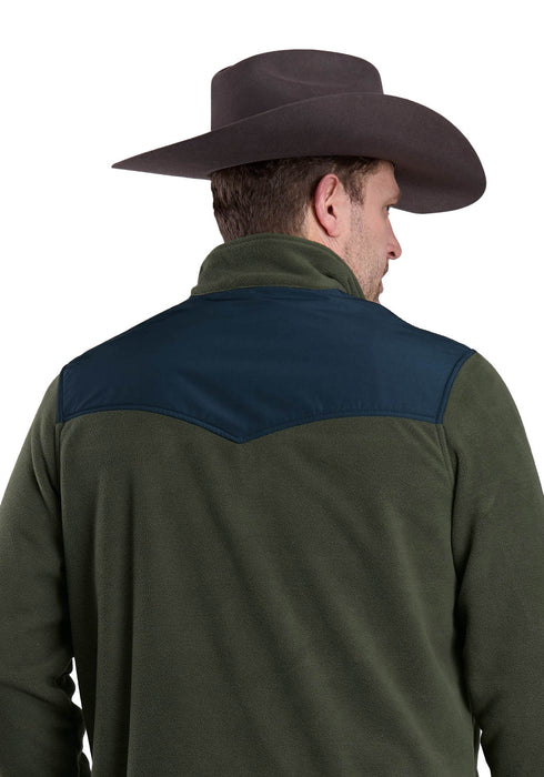 Roper Mens Solid Micro Olive/Blue 100% Polyester Fleece Jacket