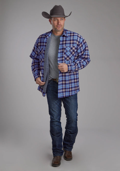 Roper Mens 2205 Sherpa Lined Blue 100% Cotton Tall L/S Shirt