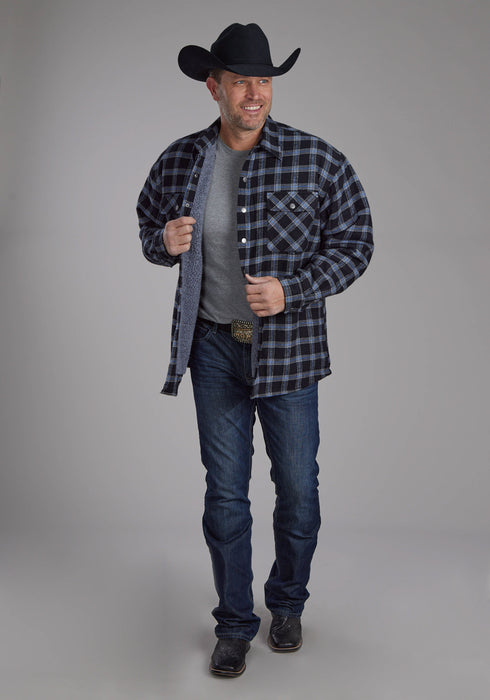 Roper Mens 2205 Sherpa Lined Black 100% Cotton Tall L/S Shirt