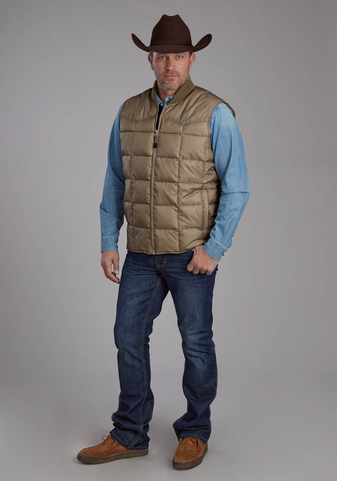Roper Mens Insulated Western Khaki 100% Polyester Softshell Vest