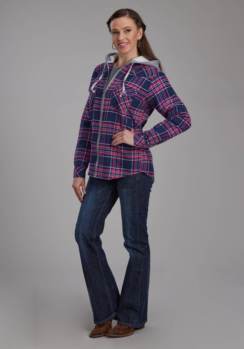Roper Womens Thermal Lined Flannel Blue 100% Cotton Jacket