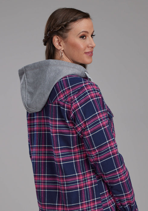 Roper Womens Thermal Lined Flannel Blue 100% Cotton Jacket