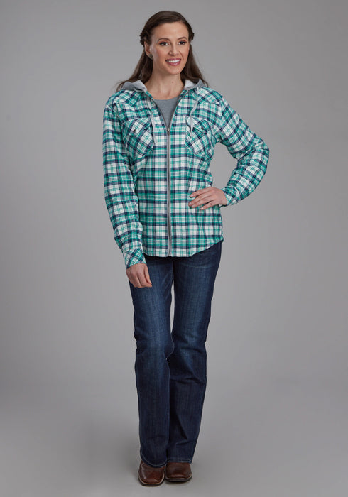 Roper Womens Thermal Lined Flannel Green 100% Cotton Jacket