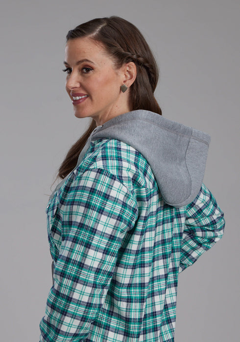 Roper Womens Thermal Lined Flannel Green 100% Cotton Jacket