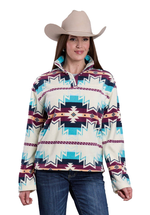 Roper Womens Large Aztec Print Multi-Color 100% Polyester Fleece Jacket