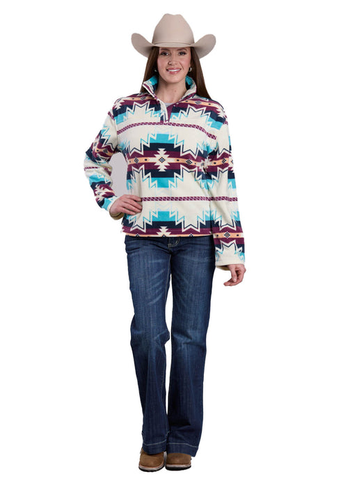 Roper Womens Large Aztec Print Multi-Color 100% Polyester Fleece Jacket