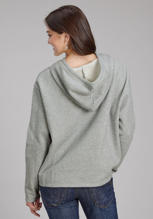 Roper Womens Longhorn Fleece Grey Cotton Blend Hoodie