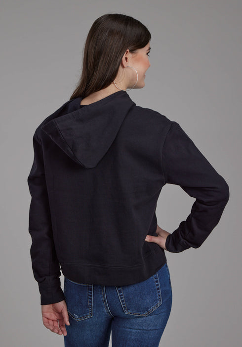 Roper Womens Twill Hood Flower Black 100% Cotton Hoodie
