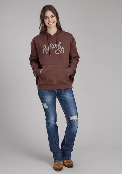 Roper Womens Howdy Fringe Brown 100% Cotton Hoodie
