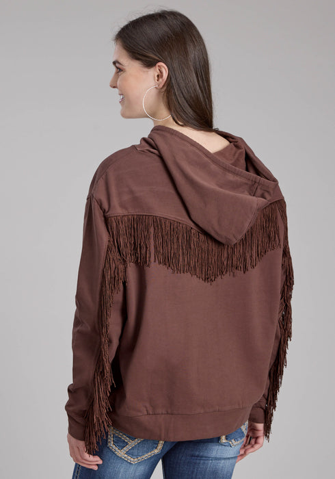 Roper Womens Howdy Fringe Brown 100% Cotton Hoodie