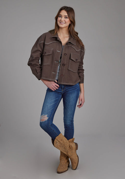Roper Womens Western Crop Brown 100% Cotton Jacket