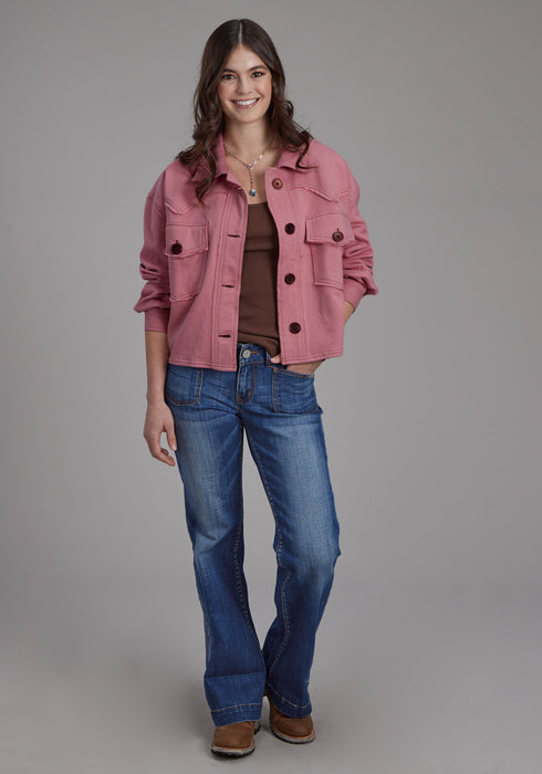 Roper Womens Western Crop Pink 100% Cotton Jacket