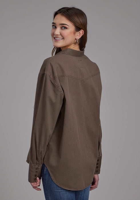 Roper Womens Pigment Dyed Oversized Brown 100% Cotton Jacket
