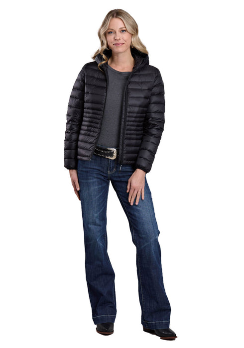 Roper Womens Down Proof Coated Black 100% Nylon Softshell Jacket