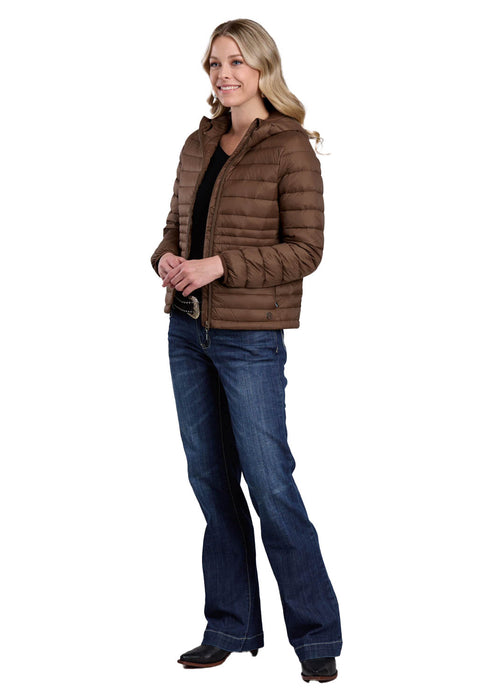 Roper Womens Down Proof Coated Brown 100% Nylon Softshell Jacket