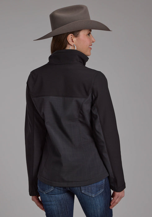Roper Womens Pieced Fleece Grey/Black Poly/Spandex Softshell Jacket